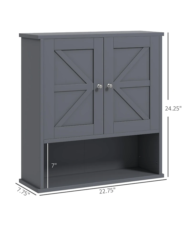 Busdays Farmhouse Bathroom Medicine Cabinet Wall Mount with Barn Doors and Adjustable Shelf for Laundry Room