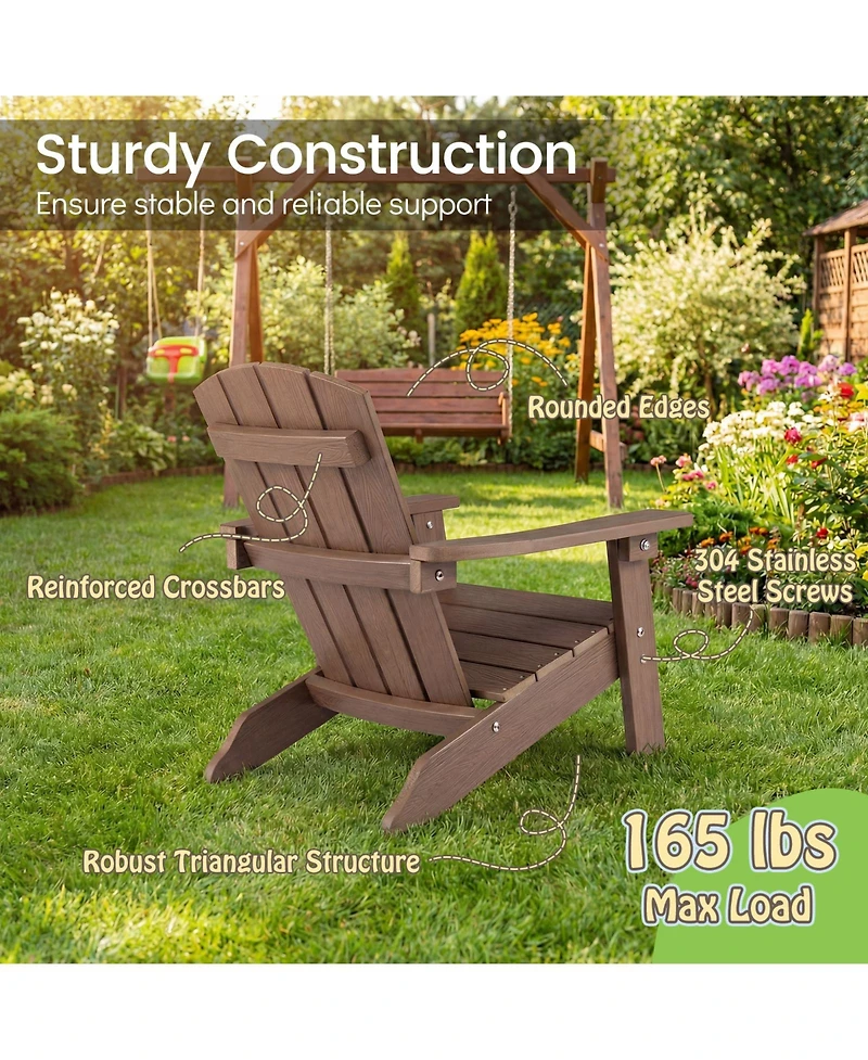Gymax Piece Kid's Adirondack Chair All-Weather Hips Toddler Lawn w/ Ergonomic Design