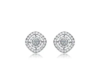 Rachel Glauber Elegant Cz Square Frame Stud Earrings