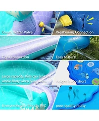 Aofar 68" Mermaid Splash Pad Sprinkler Pool Kids Outdoor Water Play Mat Inflatable Wading Pool Summer Gifts