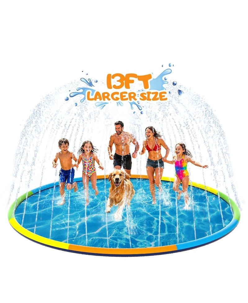 Aofar 157" Splash Pad Sprinkler Play Mat Dogs Pets Outdoor Foldable Summer