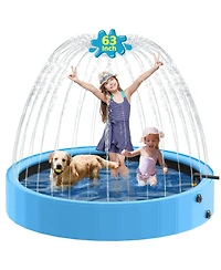 Aofar 63'' Foldable Dog Pool Sprinkler Non-slip Collapsible Bathing Tub Portable Swimming
