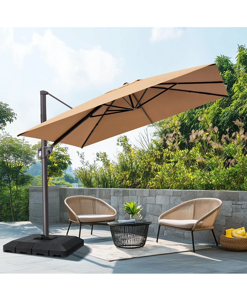 Pellebant Outdoor Patio 9X11Feet Aluminum Cantilever Umbrella with Base