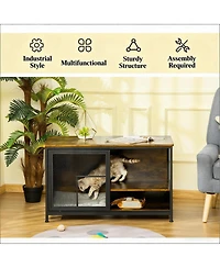 6thdruple Modern Cat House End Table, Pet Furniture with Cushion and Vent