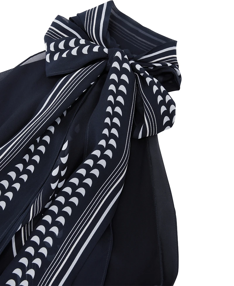 Reiss Women's Scarf-Print Tie-Neck Maxi Dress