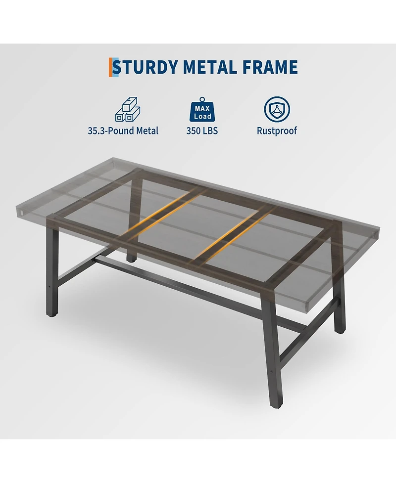 homfan Rectangular Dining Table for Industrial Kitchen with Metal Frame, Space-Saving or Work