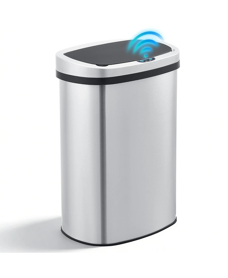 Mega Casa 13 Gal /50 Liter Stainless Steel Motion Sensor Silent Soft-Close Lid Trash Can for Kitchen, Office