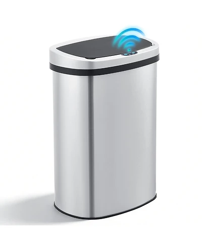 Mega Casa 13 Gal /50 Liter Stainless Steel Motion Sensor Silent Soft-Close Lid Trash Can for Kitchen, Office