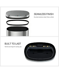 Mega Casa 50 Liter / 13 Gal Stainless Steel Motion Sensor Silent Soft-Close Lid Trash Can for Office, Kitchen
