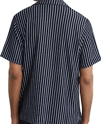 Reiss Men's Griff Textured Stripe Cuban Shirt