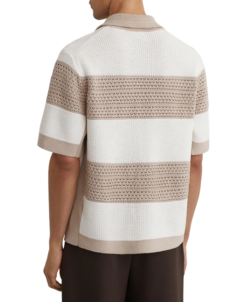 Reiss Men's Marek Button Through Block Stripe Shirt