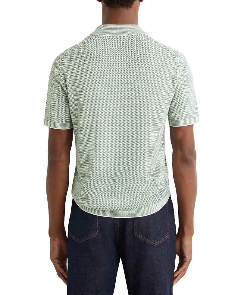 Reiss Men's Brink Half Zip Textured Polo Shirt