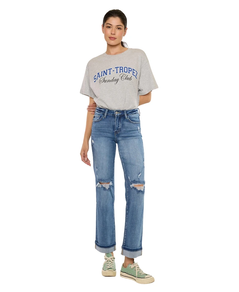 KanCan Essential Women's Carrie Mid-Rise Straight Jeans