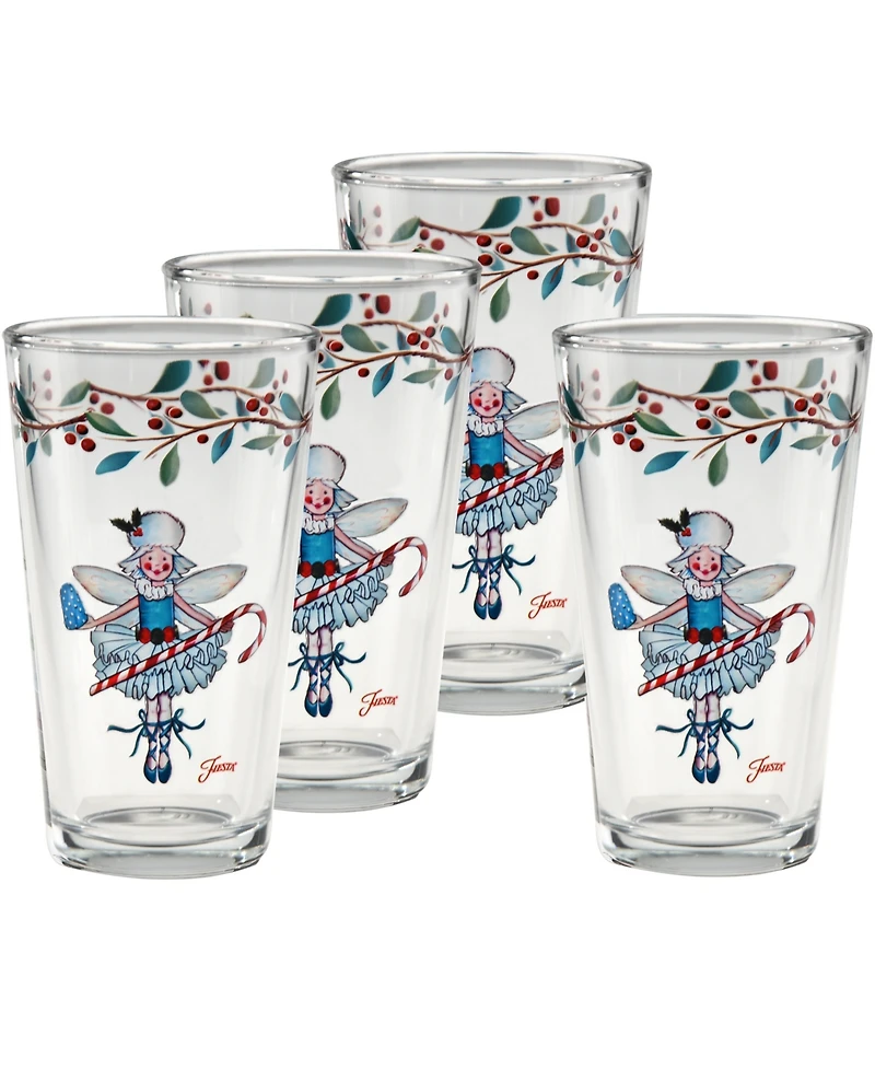 Fiesta Holly Berry Sugar Plum Fairy Tapered Cooler Glasses, Set of 4