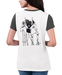 G-iii 4Her by Carl Banks Women's White/Black Las Vegas Raiders Fashion Illustration T-Shirt