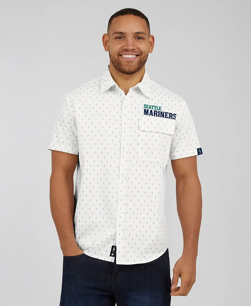 Darius Rucker Collection by Fanatics Men's Cream Seattle Mariners Printed Button-Down Shirt