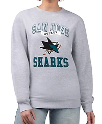 G-iii 4Her by Carl Banks Women's Heather Gray San Jose Sharks Team Logo Tri-Blend Fleece Pullover Sweatshirt