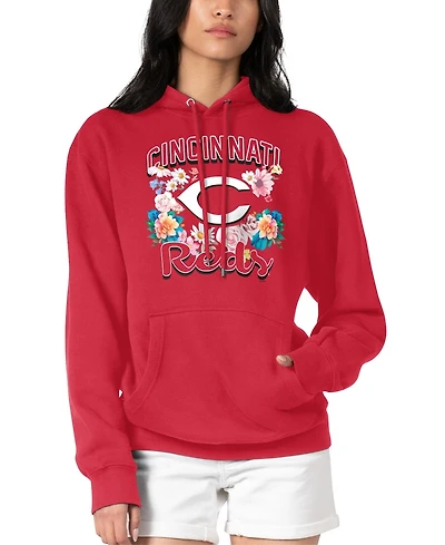 G-iii 4Her by Carl Banks Women's Red Cincinnati Reds Flowers Graphic Pullover Hoodie