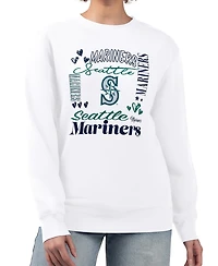 G-iii 4Her by Carl Banks Women's White Seattle Mariners Collage Team Graphic Fleece Pullover Hoodie