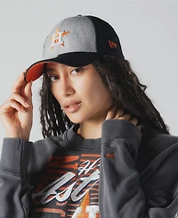 New Era Women's Navy Houston Astros Boxy Mineral Wash Dolmen Sleeve Cropped Sweatshirt