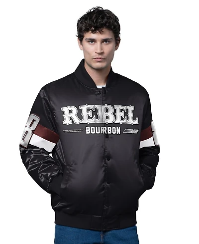 Starter Men's Black Kyle Busch Triple Option Satin Varsity Full-Snap Jacket