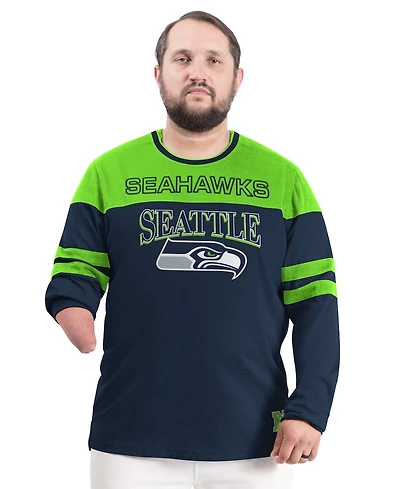G-iii Sports by Carl Banks Men's College Navy/Neon Green Seattle Seahawks Adaptive Outlast Long Sleeve T-Shirt