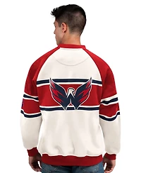 Starter Men's White Washington Capitals Defense Fleece Crewneck Sweatshirt