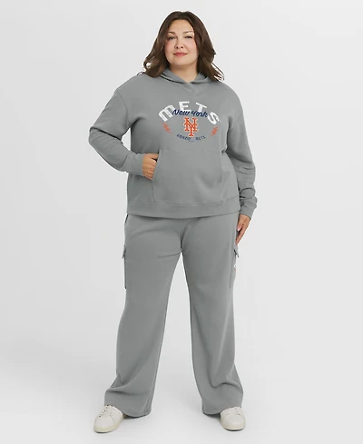 Wear by Erin Andrews Women's Gray New York Mets Plus Waffle-Knit Long-Sleeve Hoodie & Lounge Pants Set