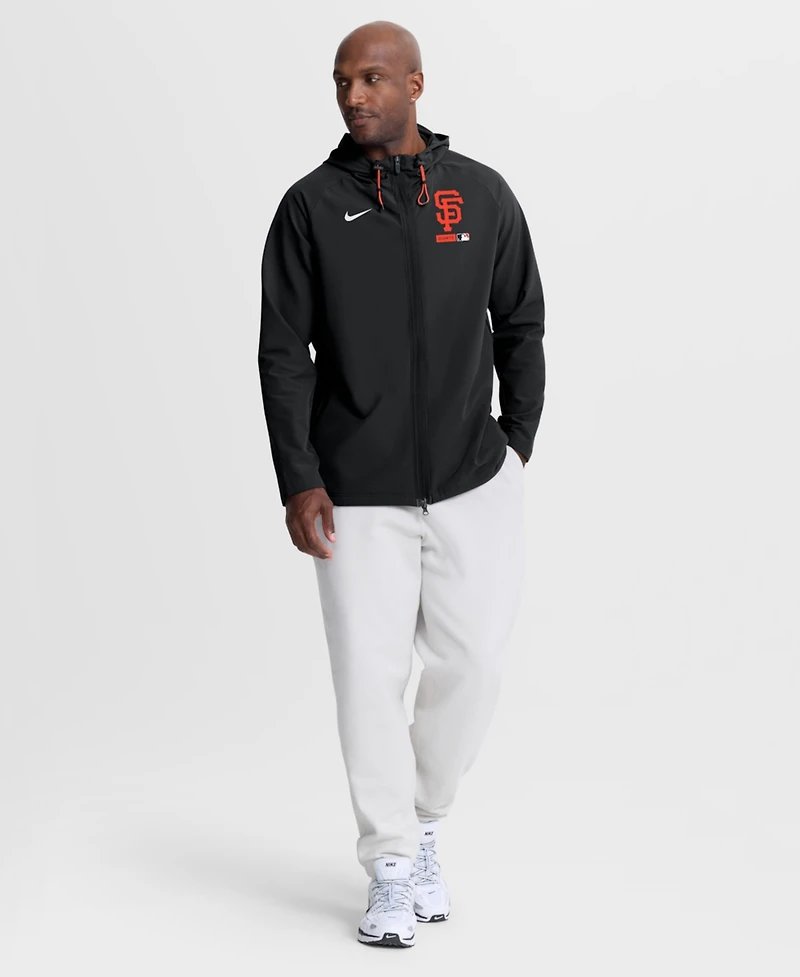 Nike Men's Black San Francisco Giants Authentic Collection Raglan Therma-fit Full-Zip Hooded Jacket