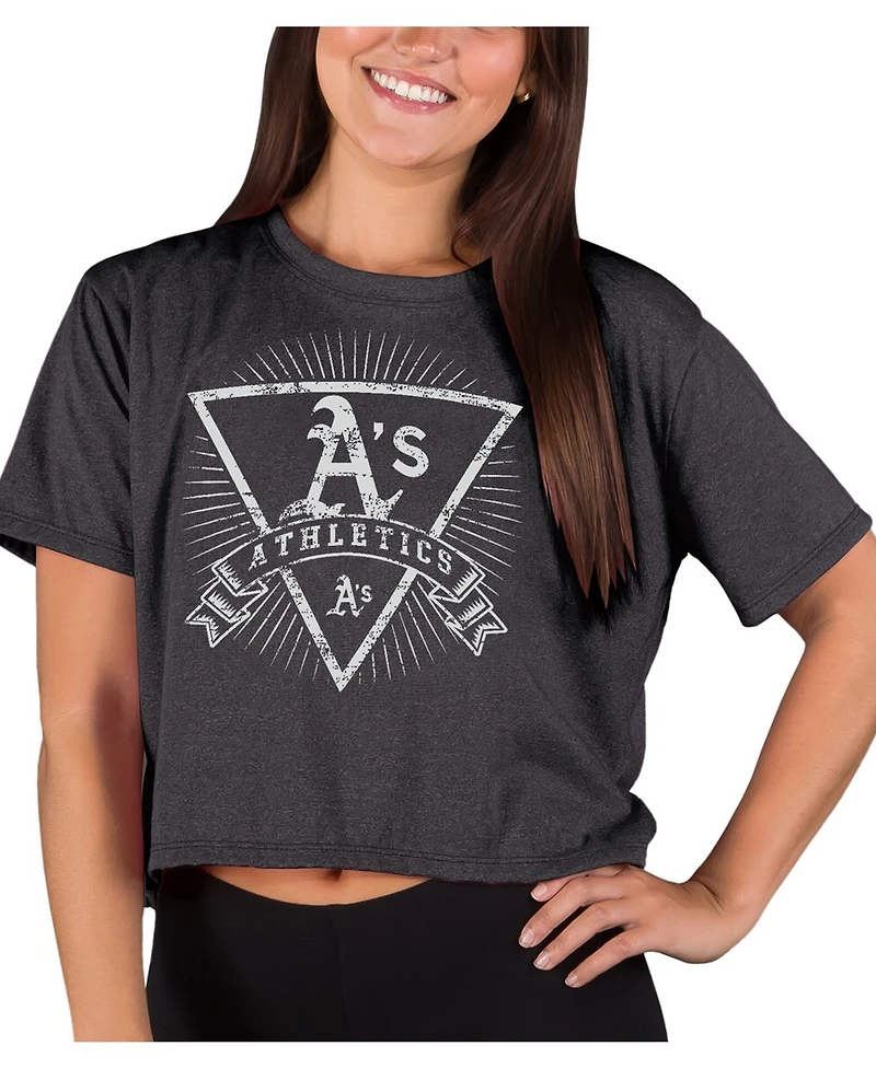 Concepts Sport Women's Concepts Heather Charcoal Athletics Distressed Quest Boxy Cropped Top