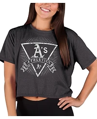 Concepts Sport Women's Concepts Heather Charcoal Athletics Distressed Quest Boxy Cropped Top
