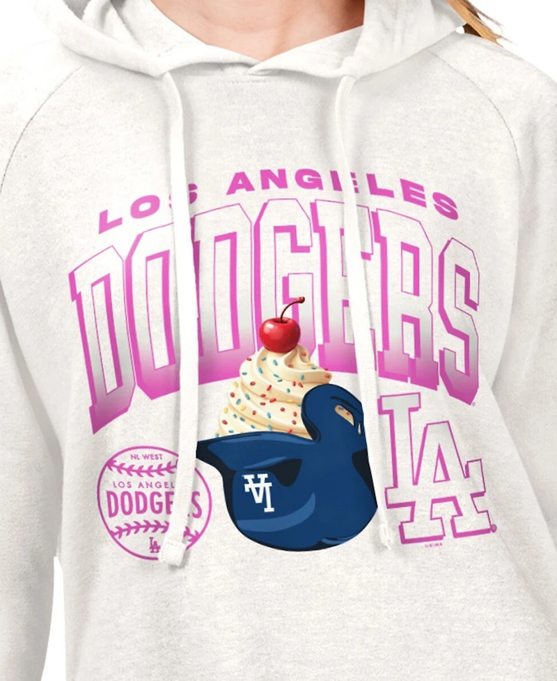 G-iii 4Her by Carl Banks Women's Cream Los Angeles Dodgers Ice Angel Raglan Fleece Hoodie