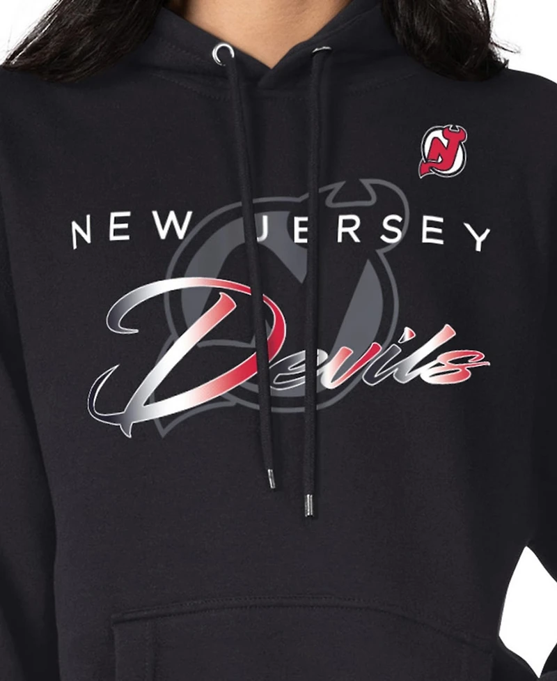 G-iii 4Her by Carl Banks Men's Black New Jersey Devils Shadow Logo Fleece Pullover Hoodie