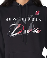 G-iii 4Her by Carl Banks Men's Black New Jersey Devils Shadow Logo Fleece Pullover Hoodie