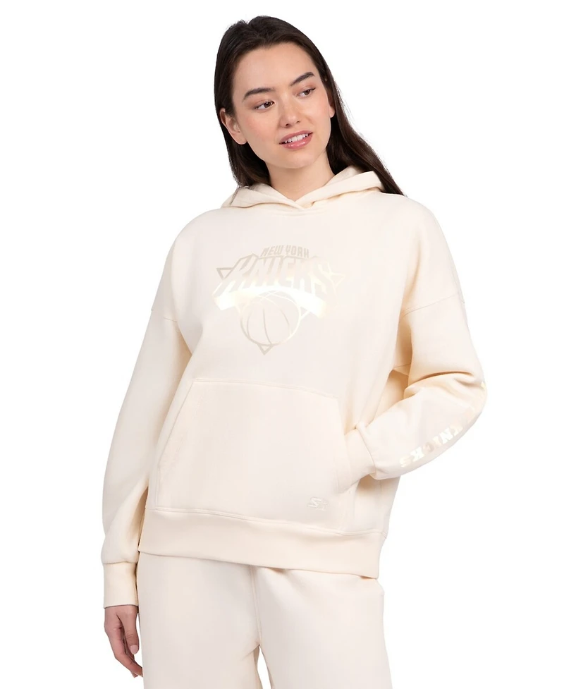 Starter Women's Cream New York Knicks Pastel Relaxed Hoodie