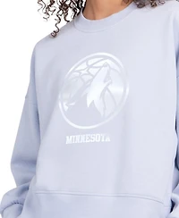 Starter Women's Light Blue Minnesota Timberwolves Pastel Boxy Sweatshirt