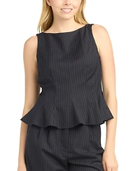 Bcx Women's Pinstripe Boat Neck Top