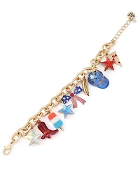 Betsey Johnson Faux Stone Americana Mixed Charm Bracelet