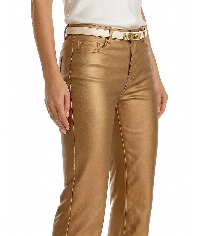 The Noli Shop Women's Aria Coated Flare Jean Metallic