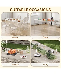 homfam Folding Table and Chairs Set of 5, 48 Inch Rectangular Card with 4 Upholstered for Dining Room or Apartment