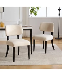 Rainsken Farmhouse Dinner Chair Set of 2, Fabric Upholstered Dining Room Chair, for Kitchen