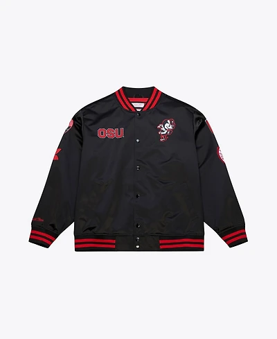 Mitchell Ness Men's Black Ohio State Buckeyes Double Clutch Lightweight Satin Full-Snap Jacket