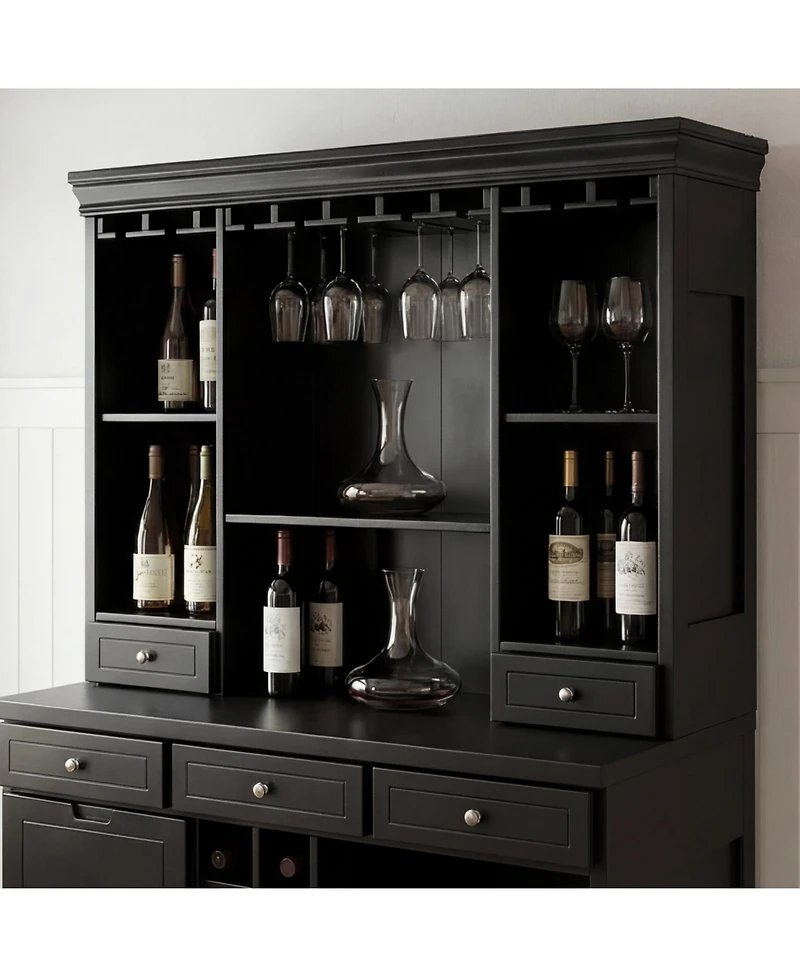 Homsee Modern Wine Cabinet - Coffee Bar Cabinet with 9 Drawers | Storage Sideboard with Wine Glass Holder for Living Room