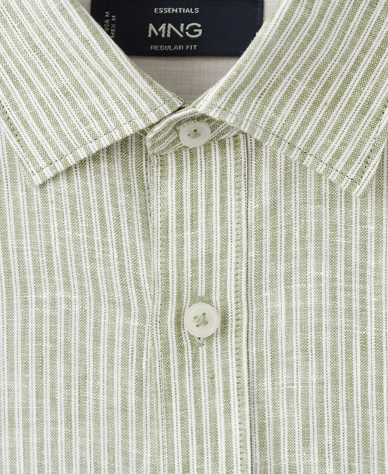 Mango Men's Linen Striped Regular-Fit Shirt