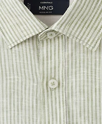 Mango Men's Linen Striped Regular-Fit Shirt