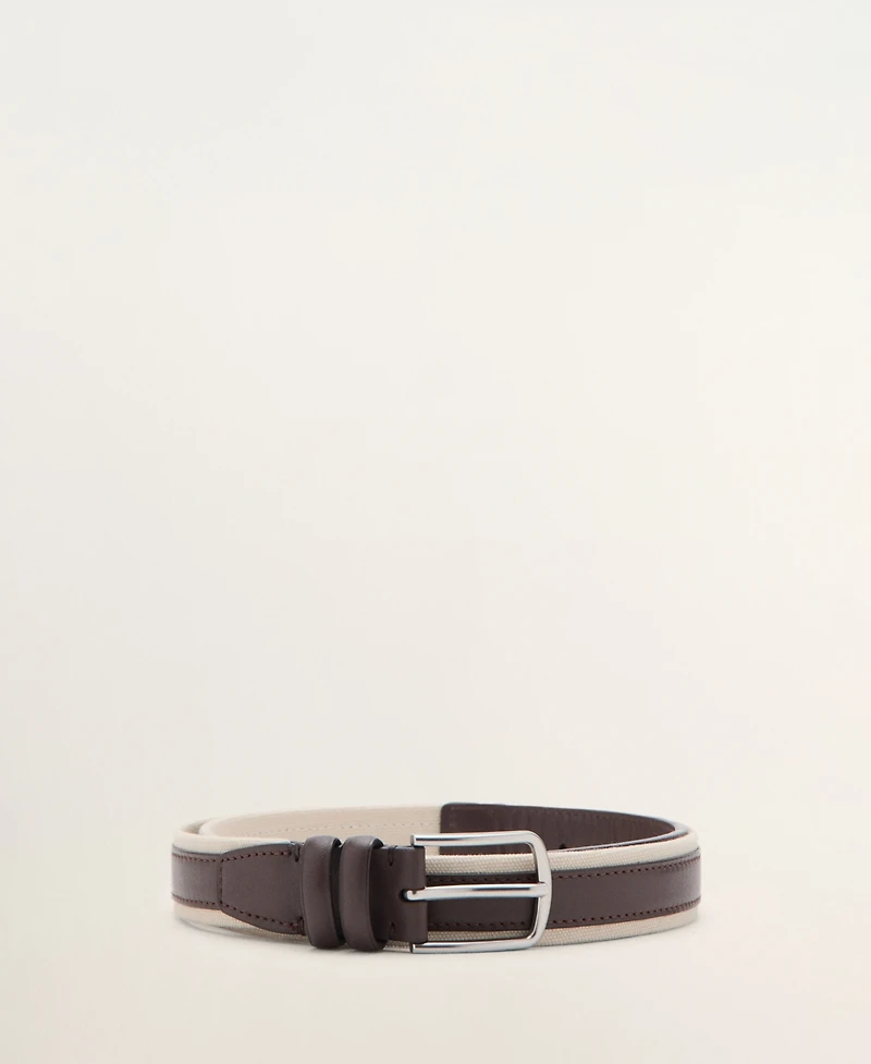 Mango Men's Leather Mixed Belt