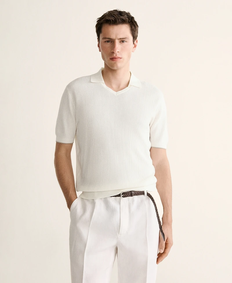 Mango Men's Cotton-Lyocell Knit Polo Shirt