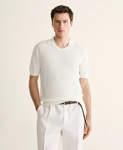 Mango Men's Cotton-Lyocell Knit Polo Shirt