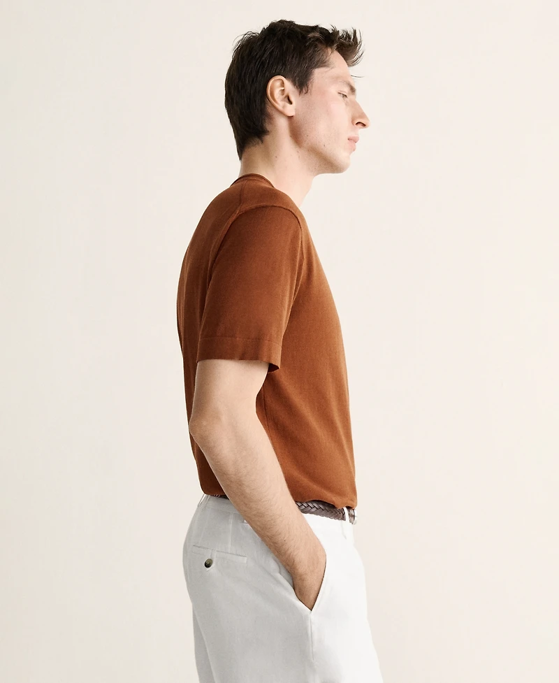 Mango Men's Cotton Fine-Knit T-Shirt
