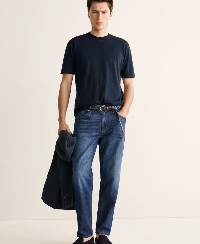 Mango Men's Cotton Fine-Knit T-Shirt